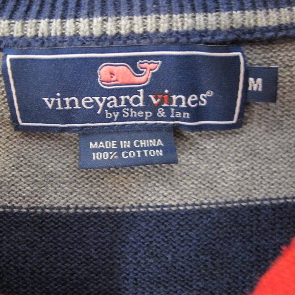 Vineyard Vines 3-Button Pullover Henley Striped Sweater Men's Medium Cotton‎ - Picture 4 of 7